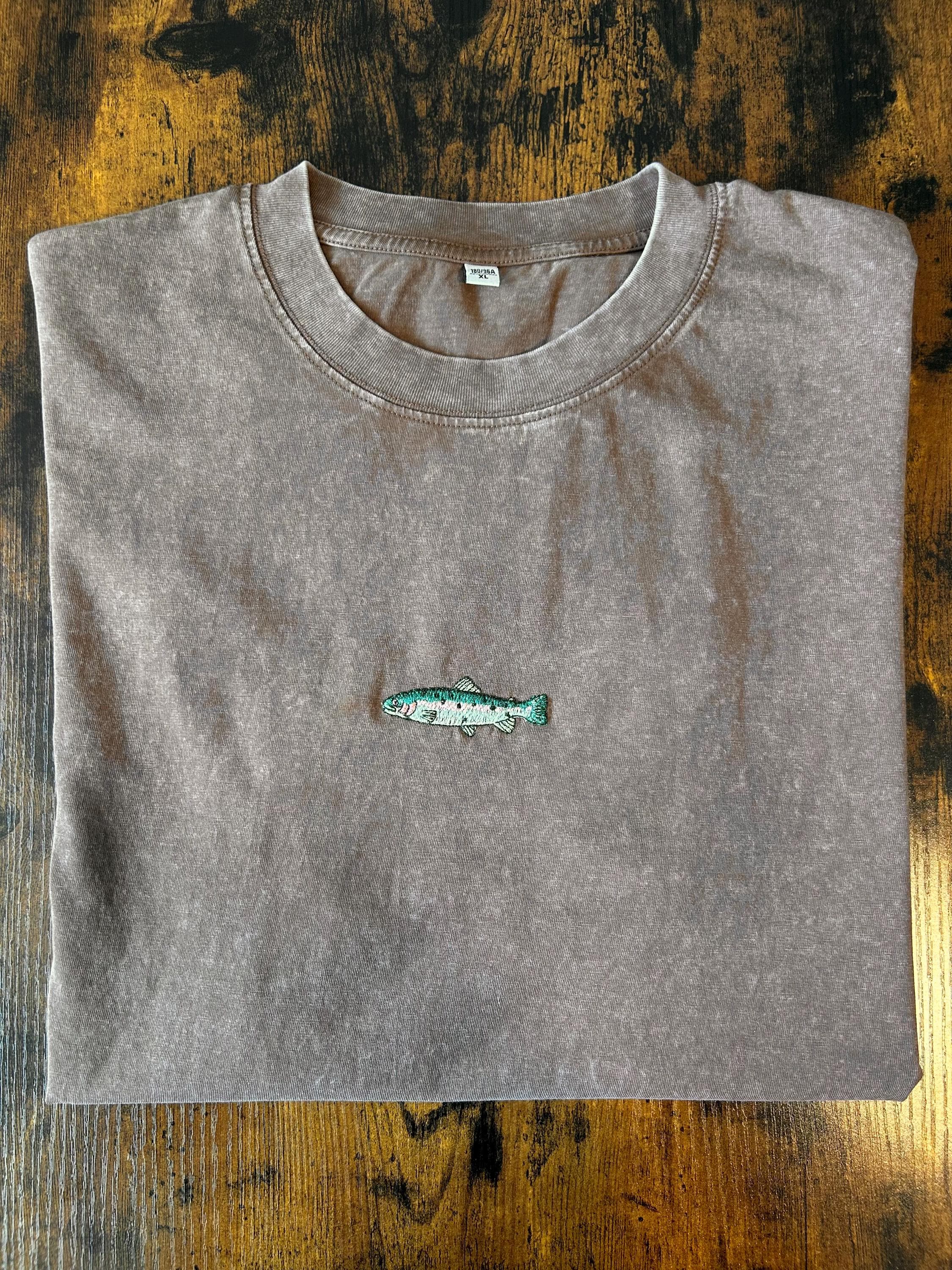 Rainbow trout loose fitting acid wash t-shirt