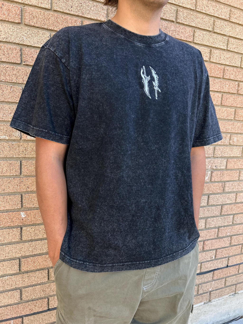 Anime S Rank Daggers Loose fit Acid Washed T-Shirt