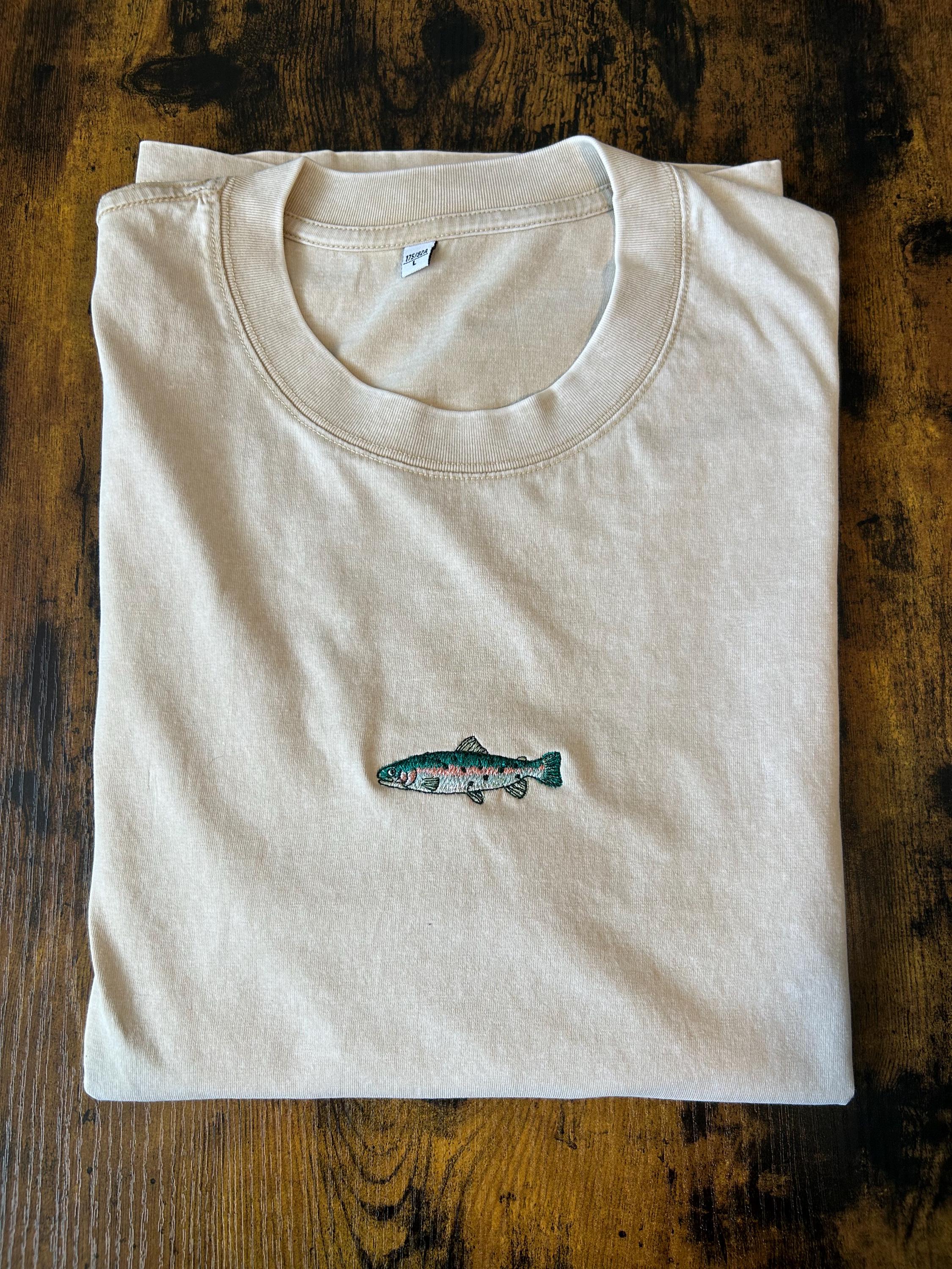 Rainbow trout loose fitting acid wash t-shirt