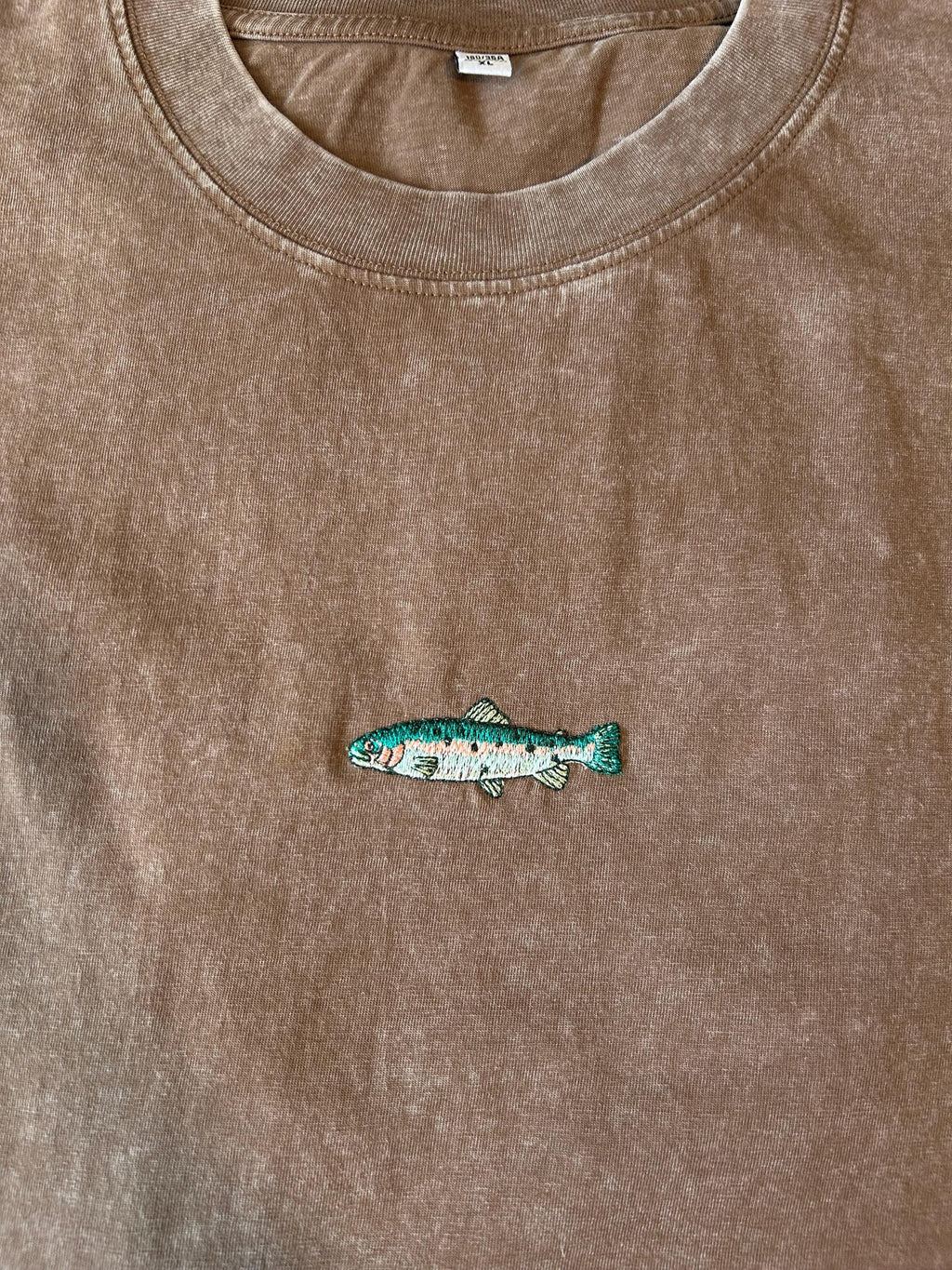 Rainbow trout loose fitting acid wash t-shirt