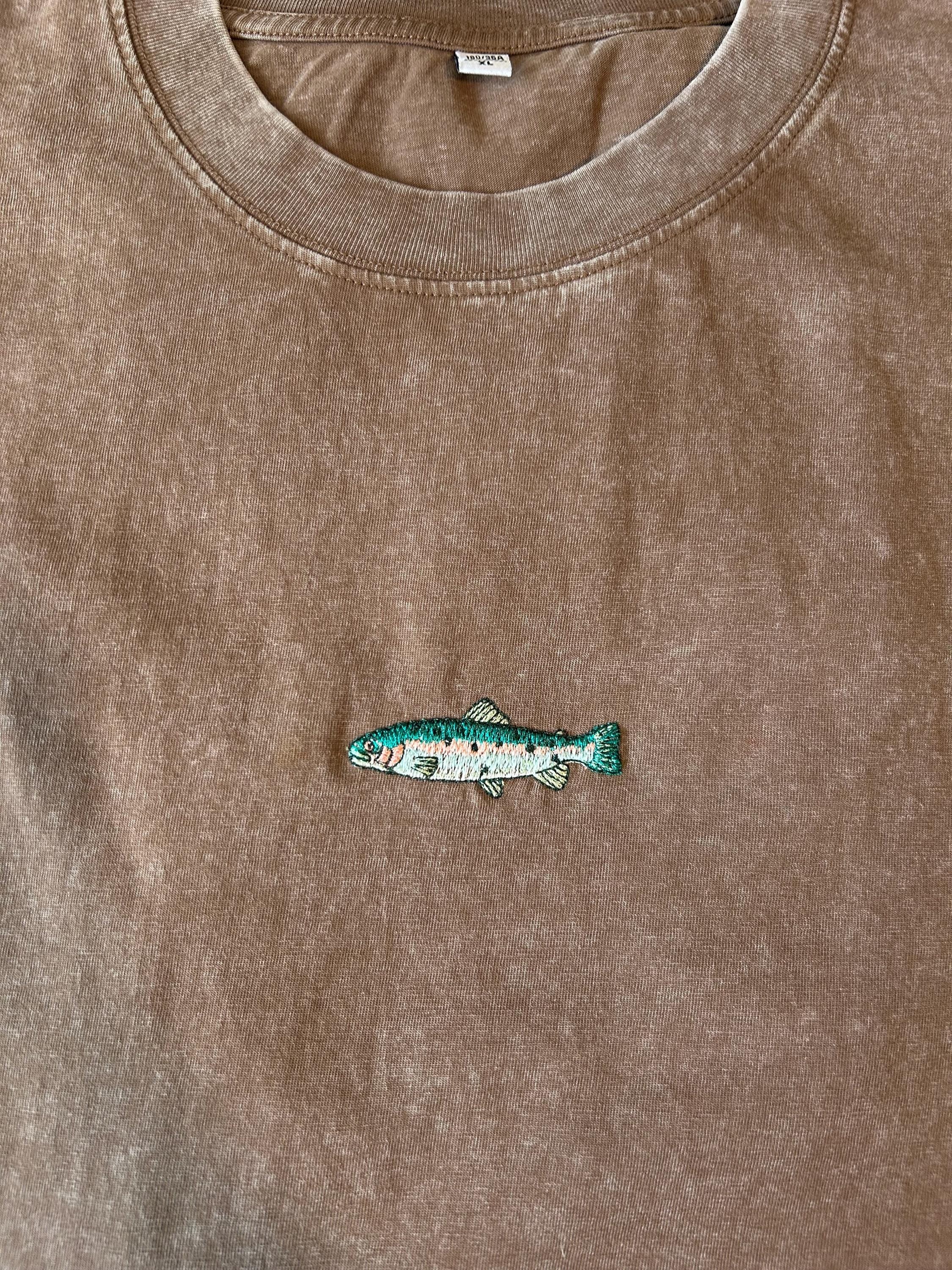 Rainbow trout loose fitting acid wash t-shirt